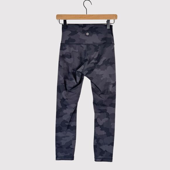 Lululemon Women Leggings Gray Wunder Under Crop Camo Pull On Stretch Yoga Size 4 - Picture 3 of 11
